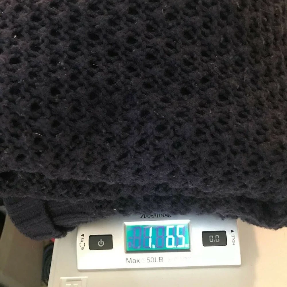 LL Bean Women's XL Navy Blue Crochet Button Front Duster Length Cardigan Long - Picture 7 of 7